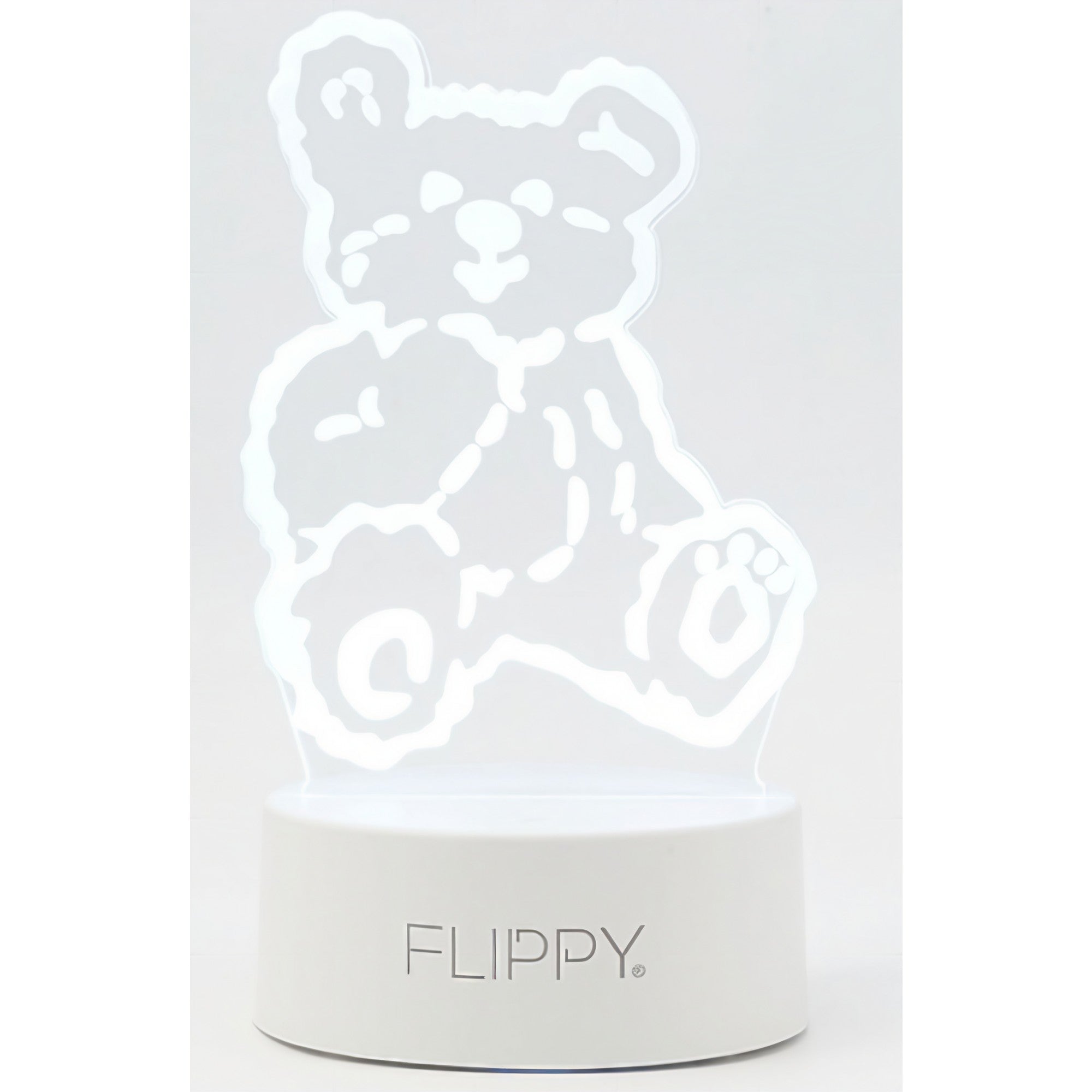 Lampa LED decorativa, Flippy, 3D, Ursulet, cu telecomanda, doua moduri de alimentare USB si baterii, 20 cm inaltime, din material acril si lumina multicolora, alb-2
