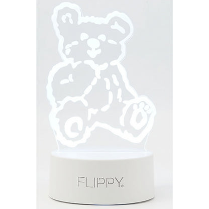 Lampa LED decorativa, Flippy, 3D, Ursulet, cu telecomanda, doua moduri de alimentare USB si baterii, 20 cm inaltime, din material acril si lumina multicolora, alb-2