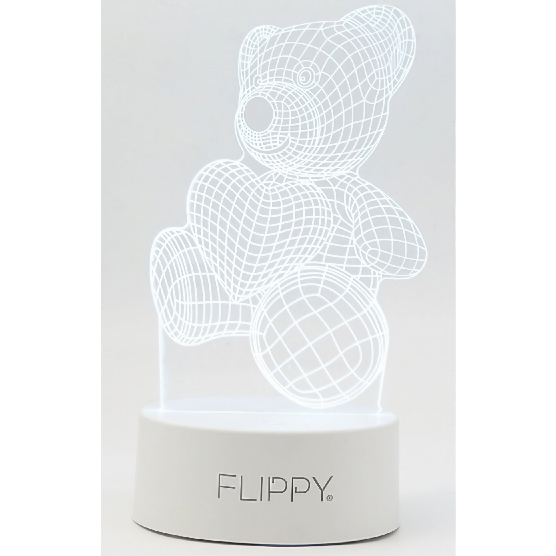 Lampa LED decorativa, Flippy, 3D, ursulet, din material acril si lumina multicolora, alb-5