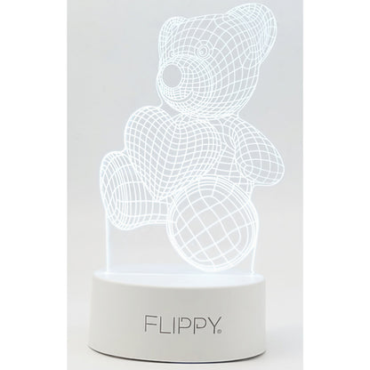 Lampa LED decorativa, Flippy, 3D, ursulet, din material acril si lumina multicolora, alb-5