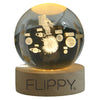 Lampa LED Decorativa, Flippy, cu Bila de Cristal cu Diametru 6cm, Model Astronaut in Galaxie 3D, Alimentare USB, Suport din Lemn, Lumina Alb Cald-0