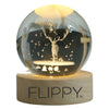 Lampa LED Decorativa, Flippy, cu Bila de Cristal cu Diametru 6cm, Model Cerb 3D, Alimentare USB, Suport din Lemn, Lumina Alb Cald-0
