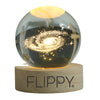 Lampa LED Decorativa, Flippy, cu Bila de Cristal cu Diametru 6cm, Model Galaxie 3D, Alimentare USB, Suport din Lemn, Lumina Alb Cald-0