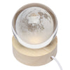 Lampa LED Decorativa, Flippy, cu Bila de Cristal cu Diametru 6cm, Model Luna 3D, Alimentare USB, Suport din Lemn, Lumina Alb Cald-0
