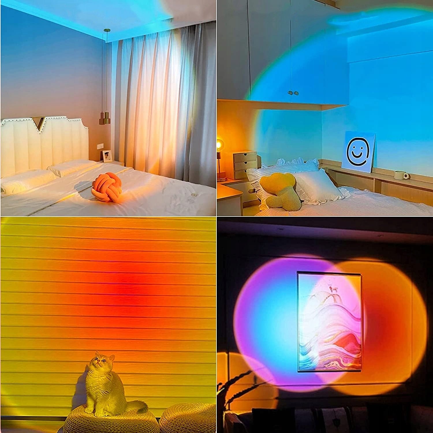 Lampa LED tip Proiector cu 16 culori, Flippy, Rotire 360 de Grade, Incarcare USB, cu Telecomanda, Intrerupator, pentru Podea, Tavan, Perete, 26x12 cm, Negru-1