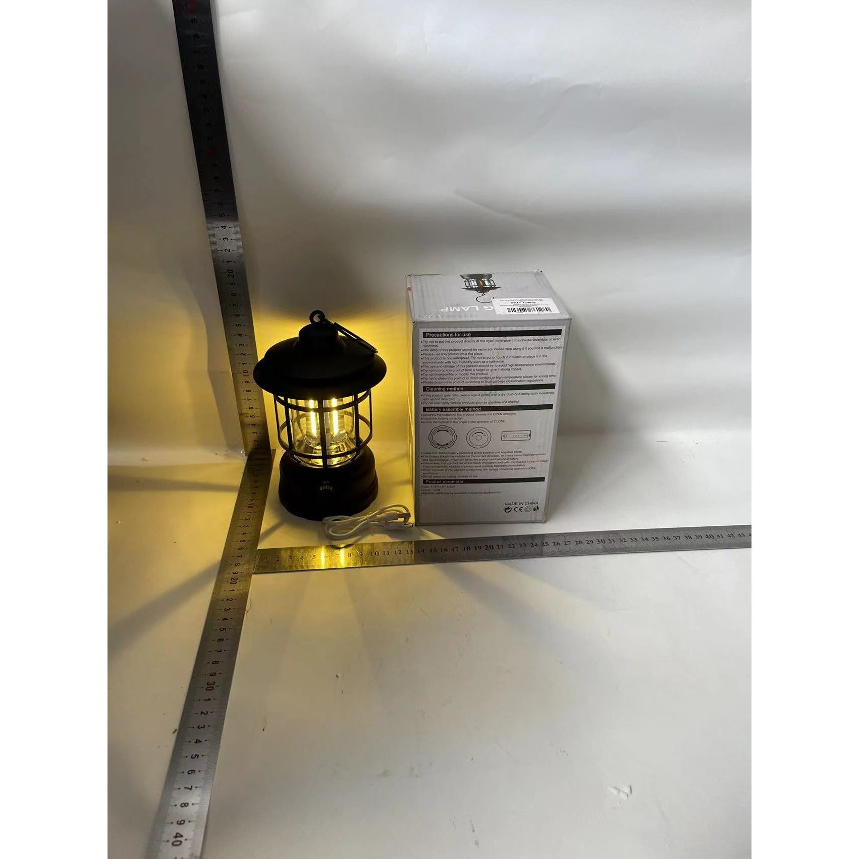 Lampa portabila camping, Felinar Vintage cu carlig, ABS, Iluminare 21 COB LED, Intensitate reglabila, 5W, Flippy, Negru-6