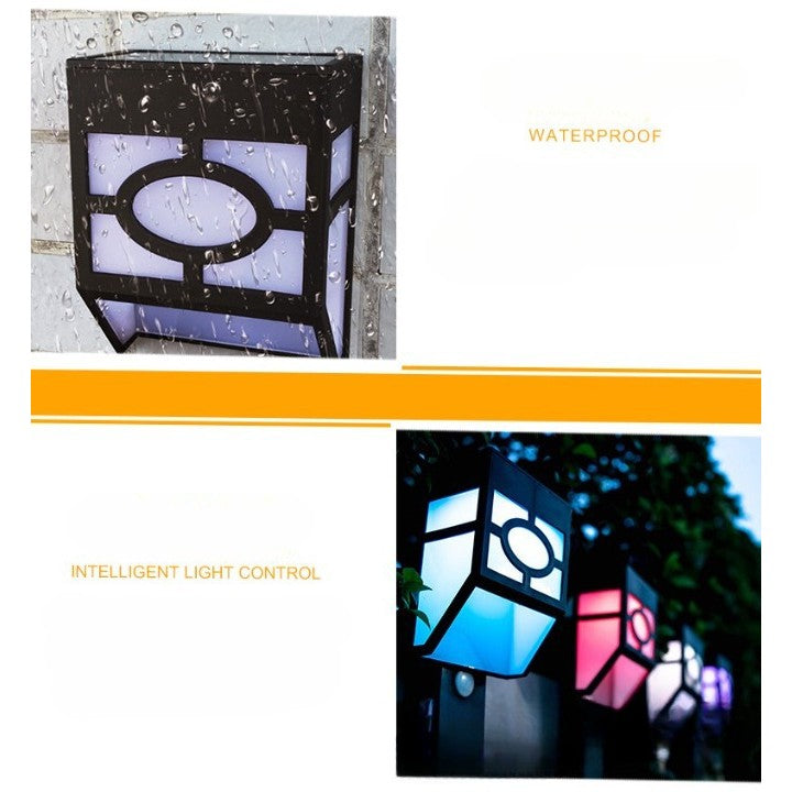 Lampa solara cu senzor Geometric, IP65, Lumina colorata, Flippy-1