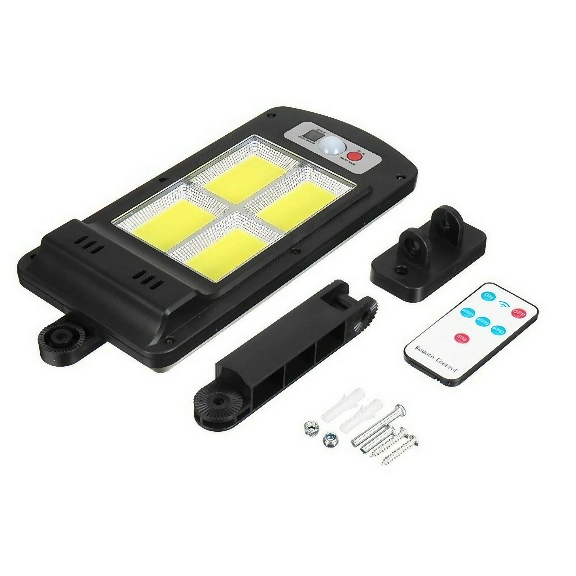 Lampa Solara De Exterior LED Flippy, 36 cm x 11.5 cm, 3072 Lumeni 128 COB LED 25.6 W - echivalent 205 W bec incadescent, IP65, Senzor de Miscare, Senzor de Lumina, 4 Grile, Alb Rece-0