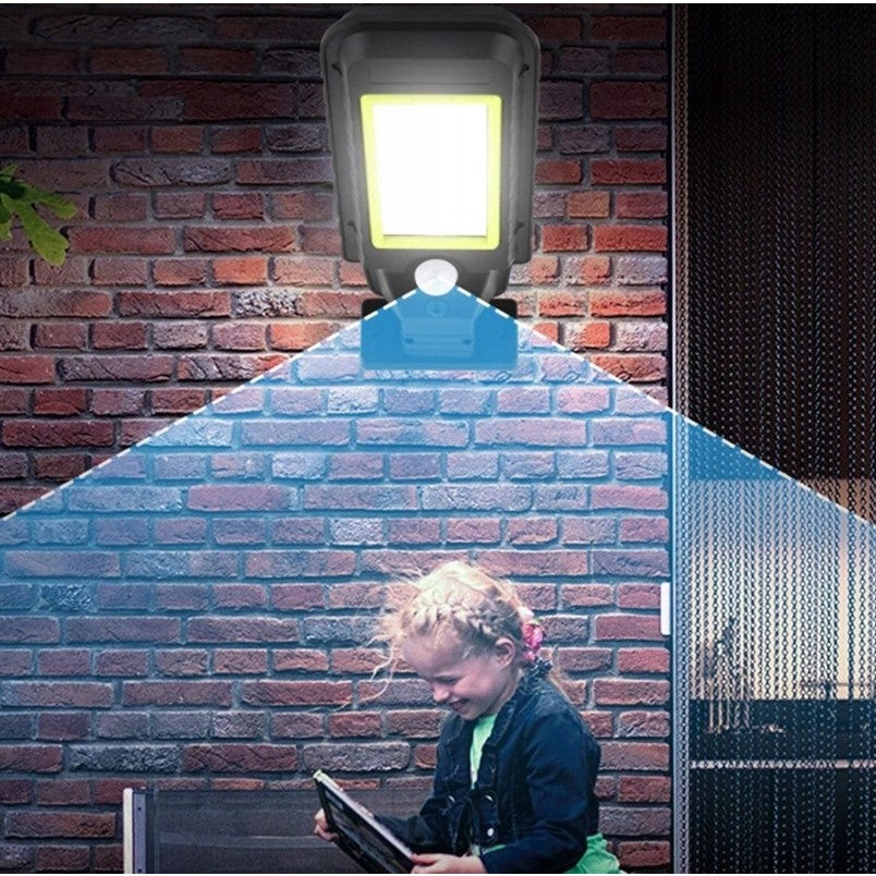 Lampa Solara De Exterior LED Flippy, 36 cm x 11.5 cm, kit montare inclus, 2880 Lumeni 120 COB LED 24 W - echivalent 192 W bec incadescent, IP65, Senzor de Miscare, 3 moduri de iluminare, Senzor de Lumina, 10 Grile, Alb Rece-1