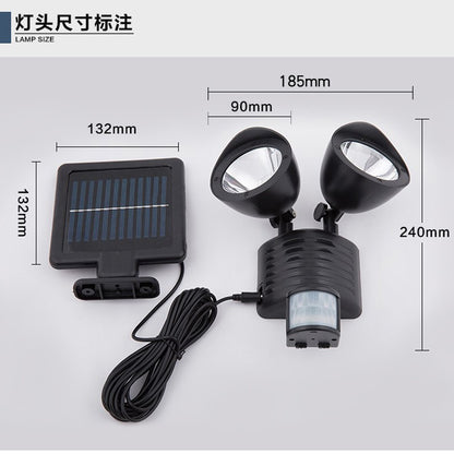 Lampa solara de tip decoratiune pentru gradina, Flippy, model felinar dublu cu senzor de miscare, alb rece-3
