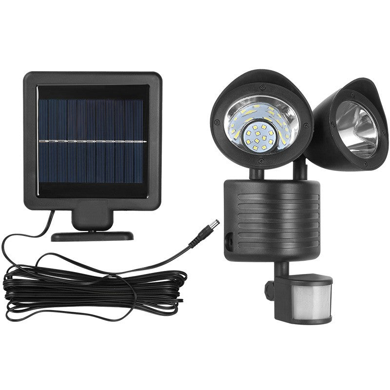 Lampa solara de tip decoratiune pentru gradina, Flippy, model felinar dublu cu senzor de miscare, alb rece-0