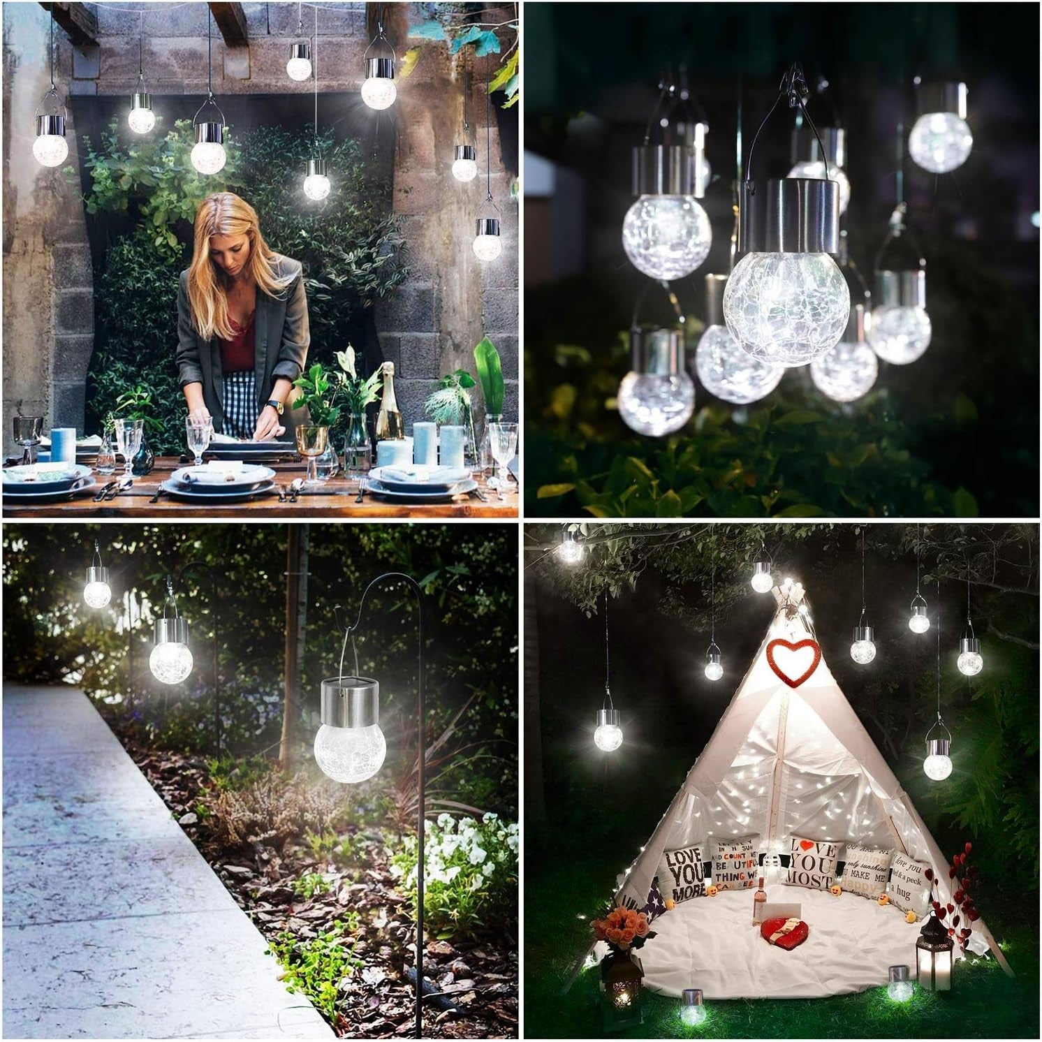 Lampa Solara Flippy, LED, Tip Candelabru Mic, Cu Bila Din Sticla Crapata, Exterioara, Impermeabila, Iluminare 6-12 H, Alb-3