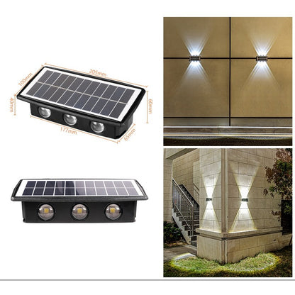 Lampa solara LED bidirectionala dreptunghiulara pentru perete Flippy, 20.5x10 cm, 6 LED-uri, 5.5V, ABS, 500mAh, rezistent la apa IP65, alb rece-3