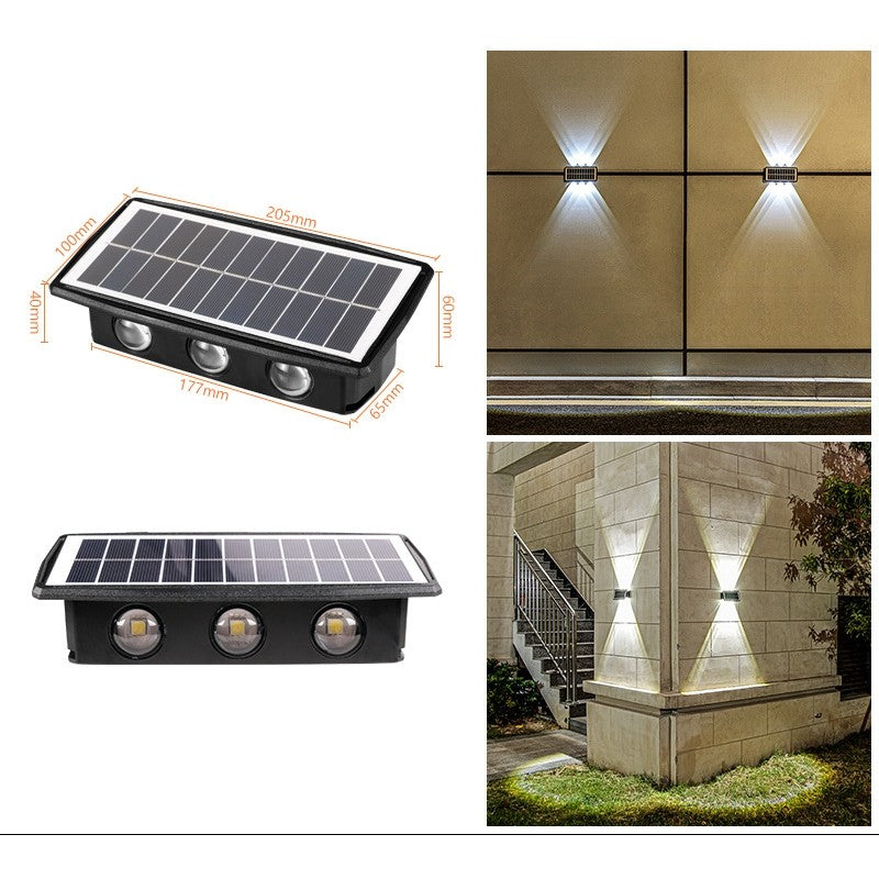 Lampa solara LED bidirectionala dreptunghiulara pentru perete Flippy, 20.5x10 cm, 6 LED-uri, 5.5V, ABS, 500mAh, rezistent la apa IP65, alb rece-3