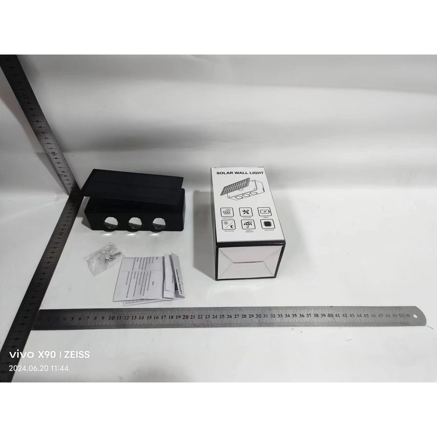 Lampa solara LED bidirectionala Flippy, cu panou ajustabil, comutator culoare lumina, pentru perete, scari, gradina, terasa, 16 x 6.5 cm, 6 LED-uri, material ABS, baterie 3.7 V, 1200mah, multicolor-6