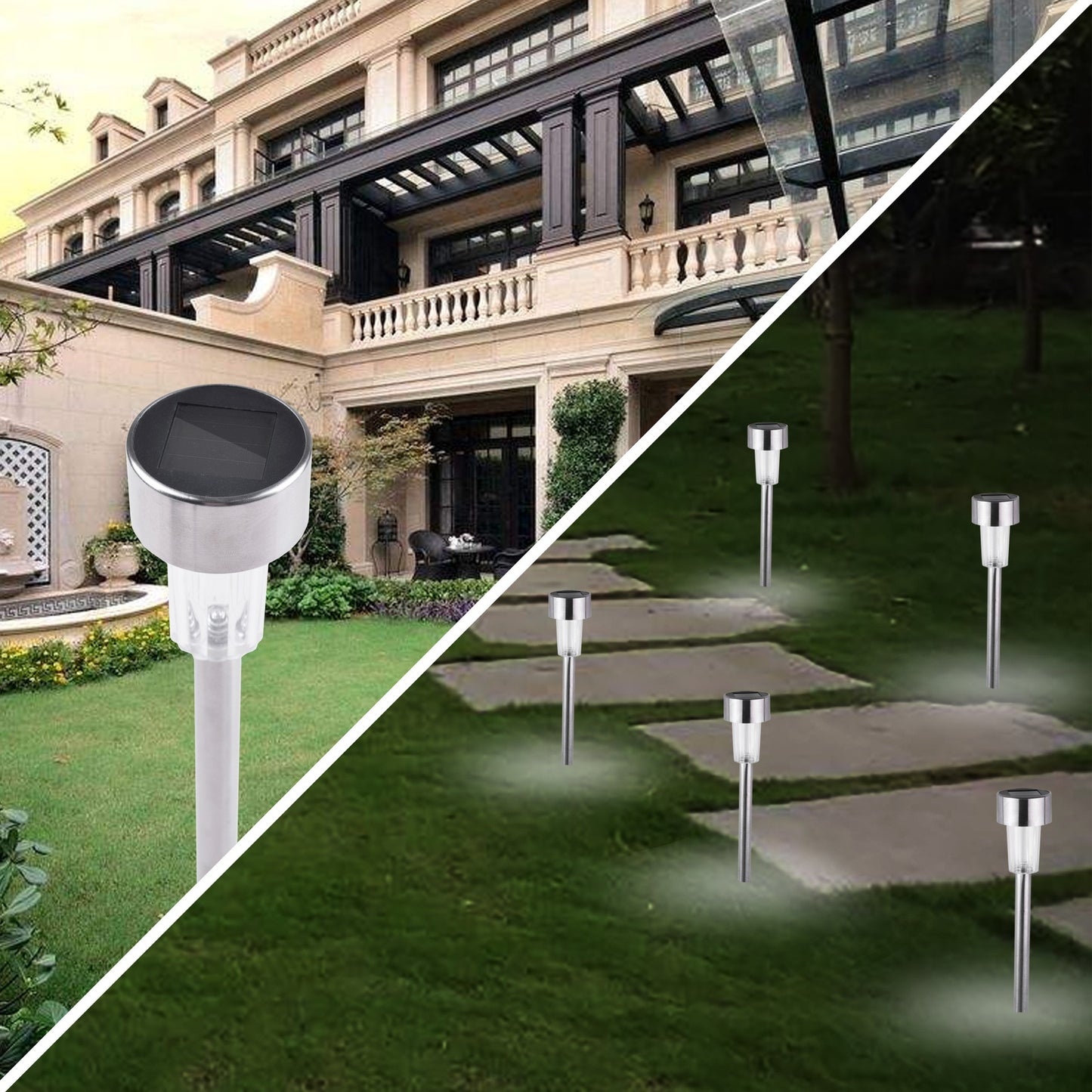 Lampa solara Led decorativa pentru gradina, Argintie, Flippy, Lumina Alb Rece-4