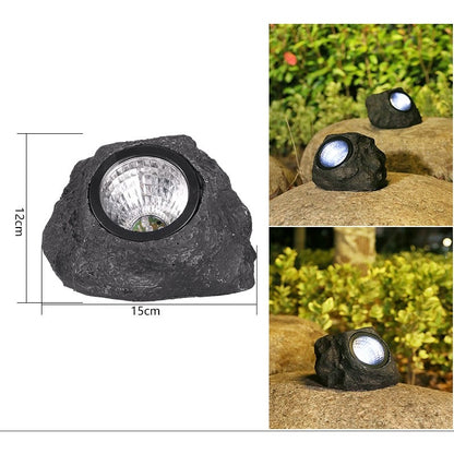 Lampa solara LED decorativa pentru gradina Flippy, imitatie piatra, lumina puternica 4 LED-uri, 12 x 15 cm, material ABS, baterie Ni-MH, 600 mAh, panou solar 2V, lumina alb rece, gri-2