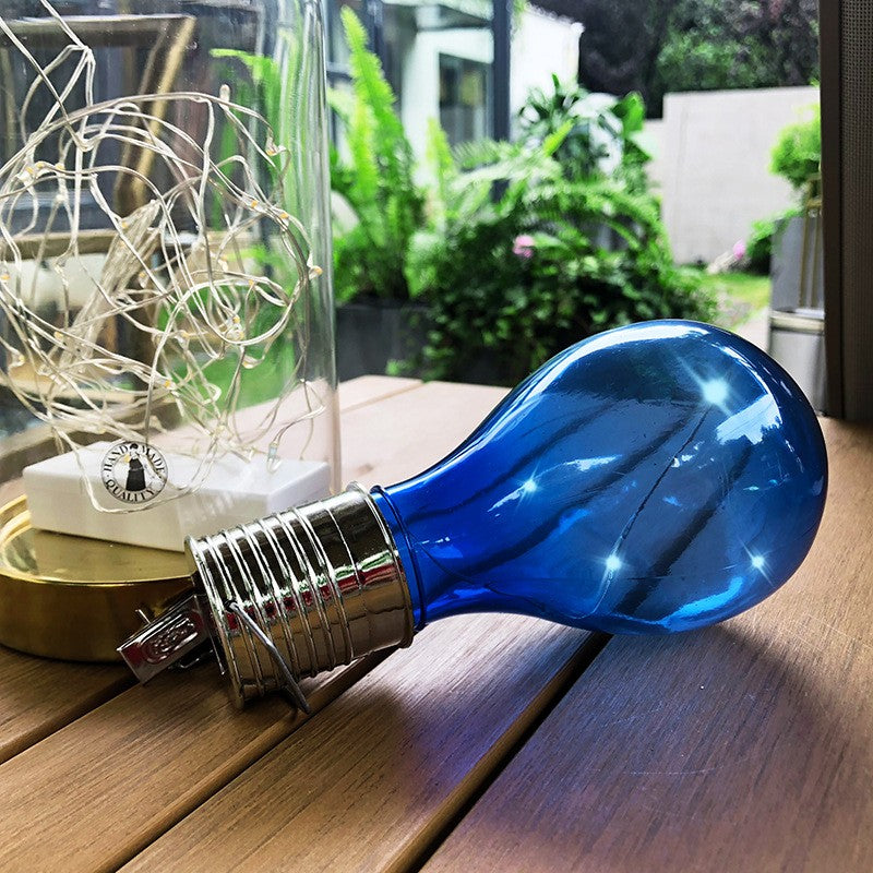 Lampa Solara LED Decorativa sub forma de Bulb, pentru exterior, suspendata, IP65, Ultron Albastru, Flippy-2