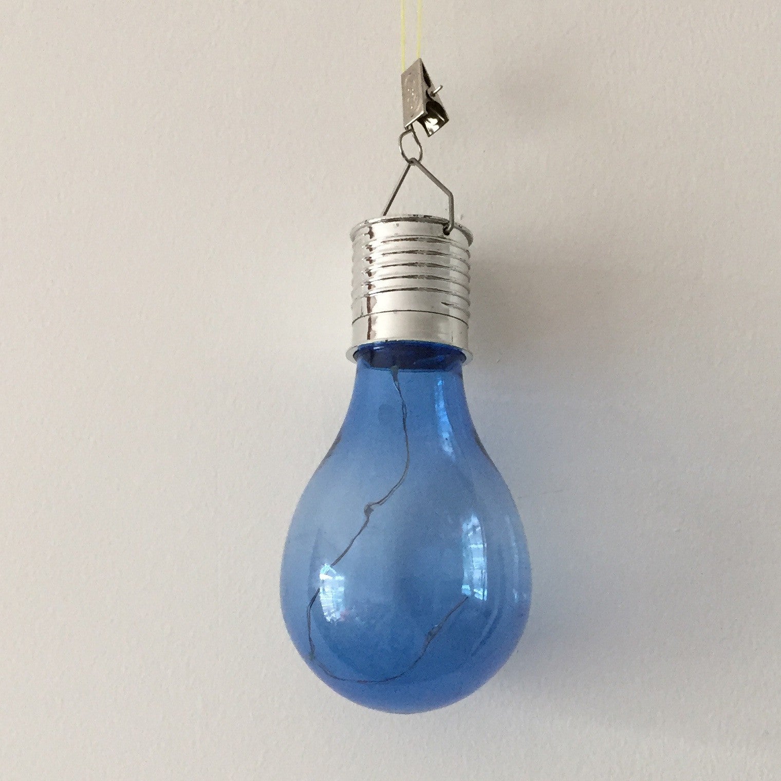 Lampa Solara LED Decorativa sub forma de Bulb, pentru exterior, suspendata, IP65, Ultron Albastru, Flippy-3
