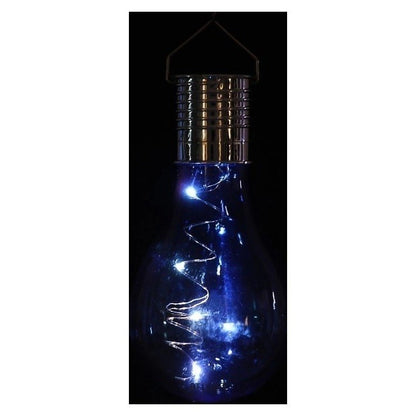 Lampa Solara LED Decorativa sub forma de Bulb, pentru exterior, suspendata, IP65, Ultron Albastru, Flippy-4