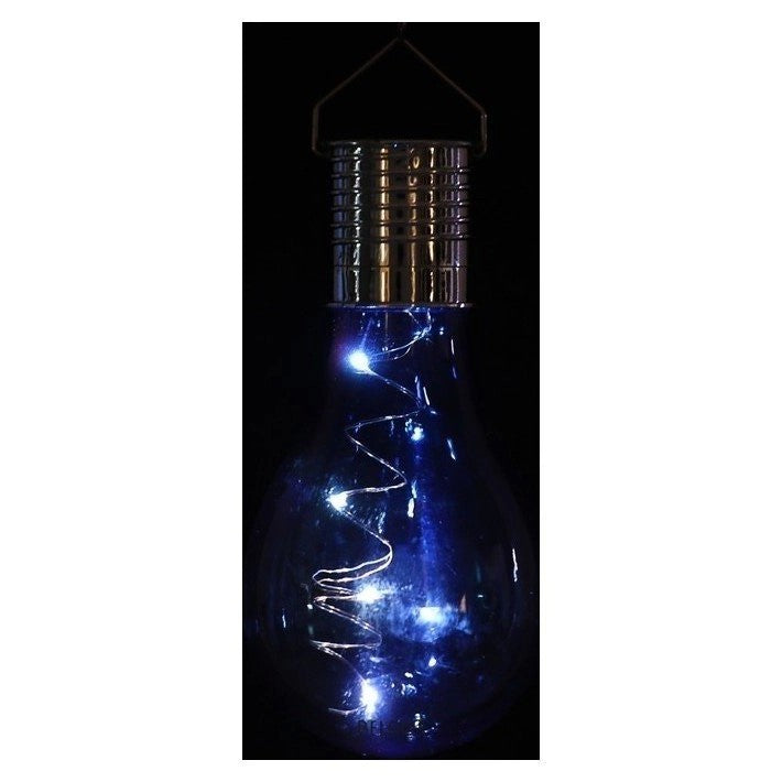 Lampa Solara LED Decorativa sub forma de Bulb, pentru exterior, suspendata, IP65, Ultron Albastru, Flippy-4