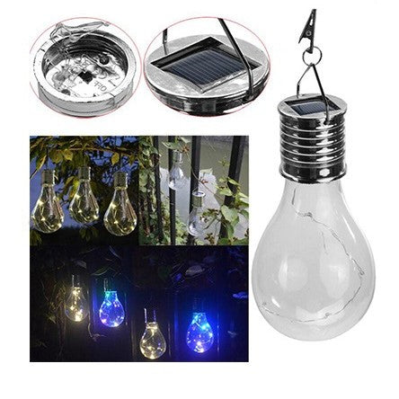 Lampa Solara LED Decorativa sub forma de Bulb, pentru exterior, suspendata, IP65, Ultron Albastru, Flippy-5