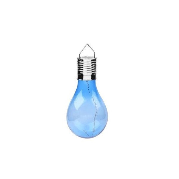 Lampa Solara LED Decorativa sub forma de Bulb, pentru exterior, suspendata, IP65, Ultron Albastru, Flippy