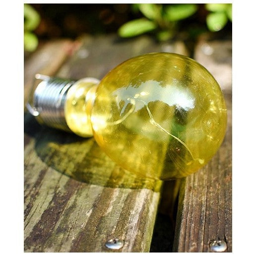Lampa Solara LED Decorativa sub forma de Bulb, pentru exterior, suspendata, IP65, Ultron Galben, Flippy-1