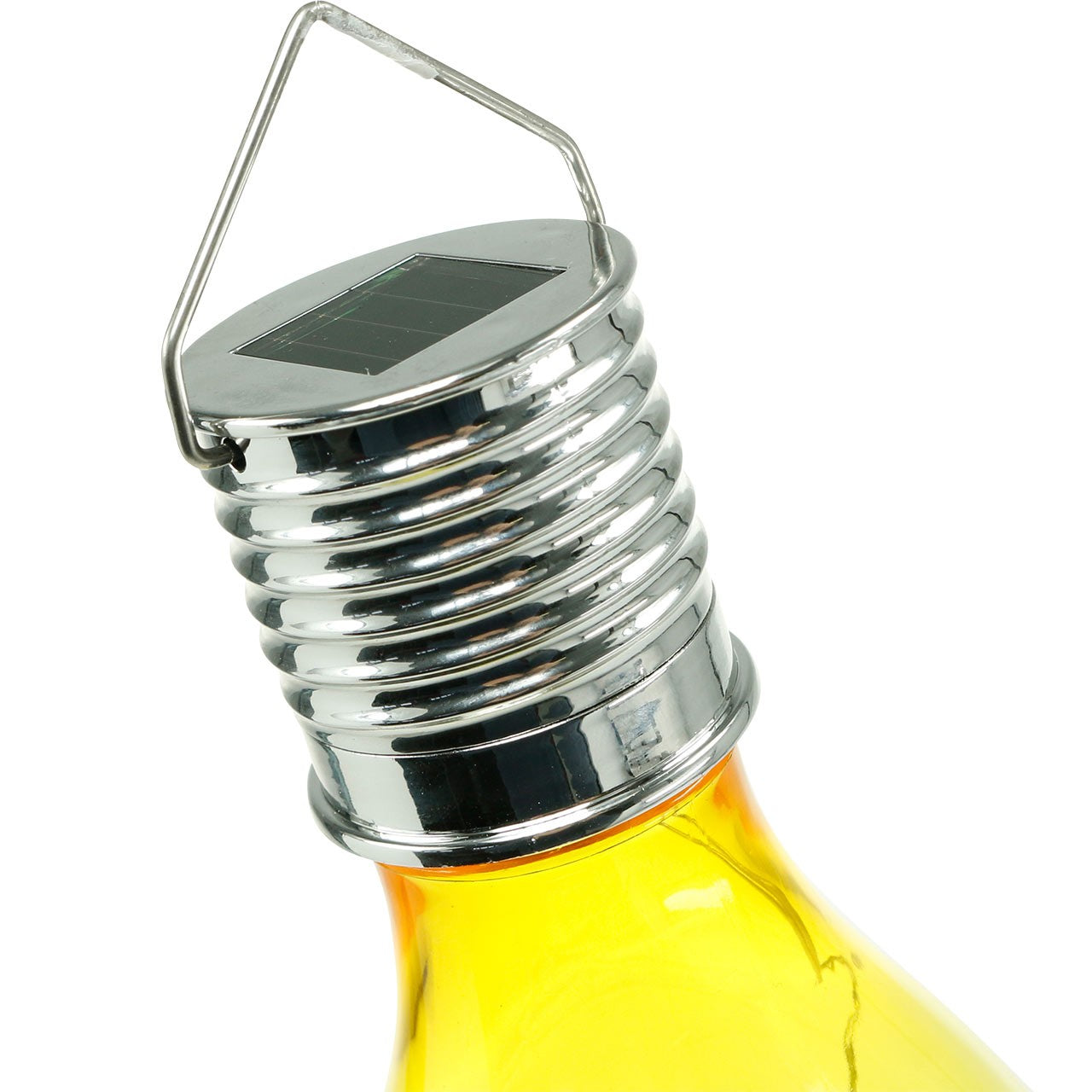 Lampa Solara LED Decorativa sub forma de Bulb, pentru exterior, suspendata, IP65, Ultron Galben, Flippy-2