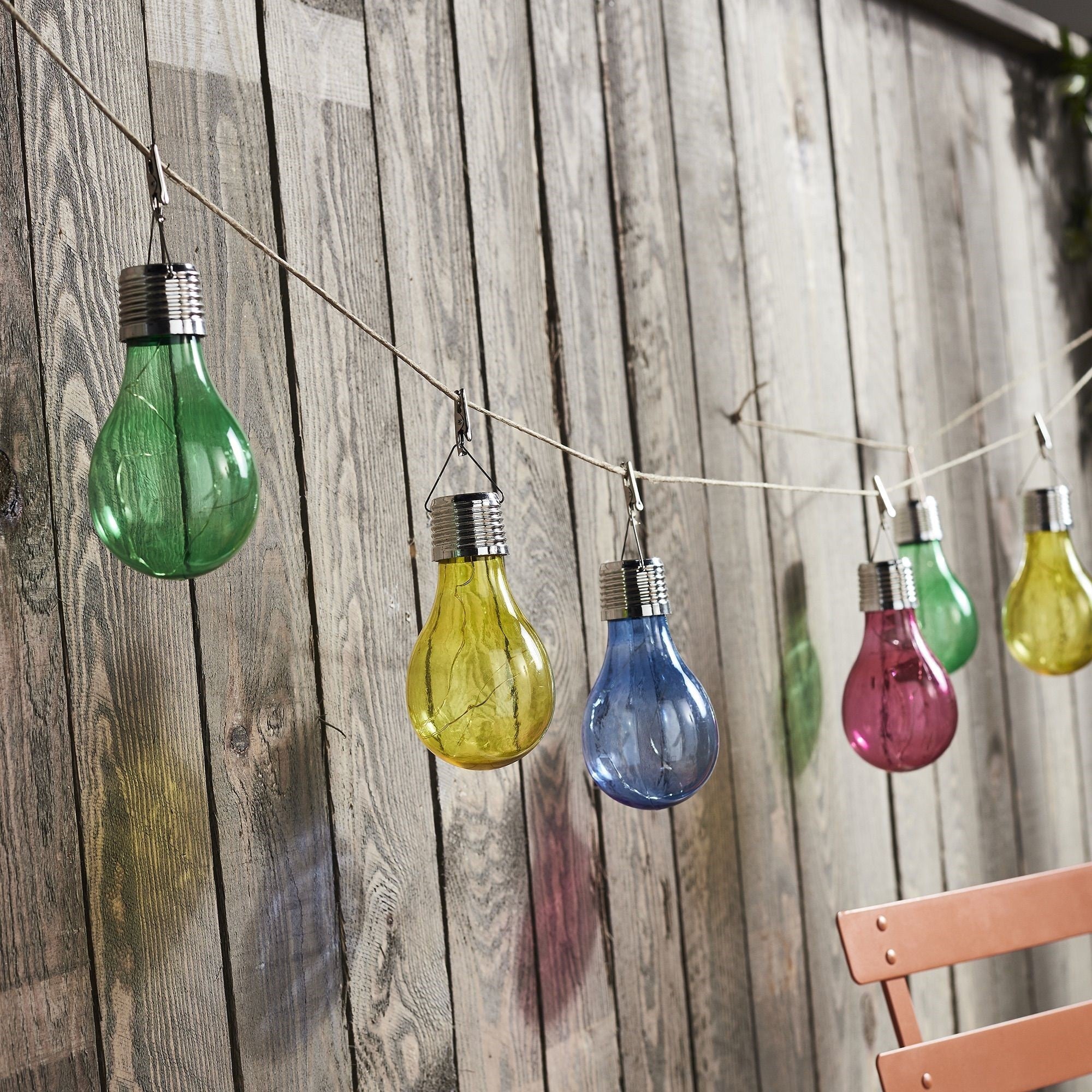Lampa Solara LED Decorativa sub forma de Bulb, pentru exterior, suspendata, IP65, Ultron Galben, Flippy-4