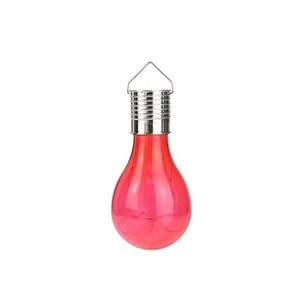 Lampa Solara LED Decorativa sub forma de Bulb, pentru exterior, suspendata, IP65, Ultron Rosu, Flippy-0