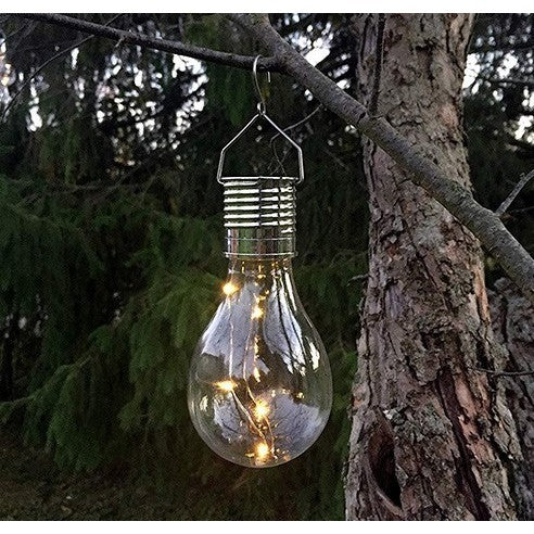 Lampa Solara LED Decorativa sub forma de Bulb, pentru exterior, suspendata, IP65, Ultron Transparent, lumina calda, Flippy-2