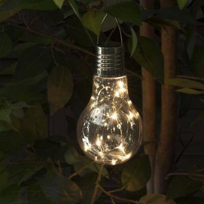 Lampa Solara LED Decorativa sub forma de Bulb, pentru exterior, suspendata, IP65, Ultron Transparent, lumina calda, Flippy-5