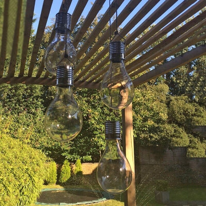 Lampa Solara LED Decorativa sub forma de Bulb, pentru exterior, suspendata, IP65, Ultron Transparent, lumina calda, Flippy-9