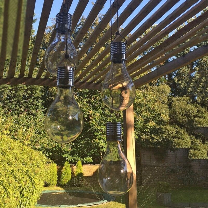 Lampa Solara LED Decorativa sub forma de Bulb, pentru exterior, suspendata, IP65, Ultron Transparent, lumina calda, Flippy-9