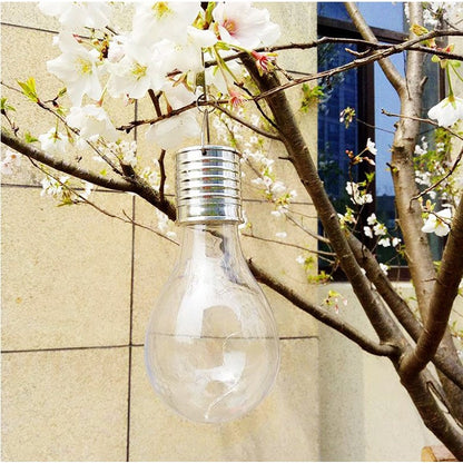 Lampa Solara LED Decorativa sub forma de Bulb, pentru exterior, suspendata, IP65, Ultron Transparent, lumina rece, Flippy-2
