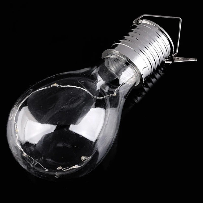 Lampa Solara LED Decorativa sub forma de Bulb, pentru exterior, suspendata, IP65, Ultron Transparent, lumina rece, Flippy-4
