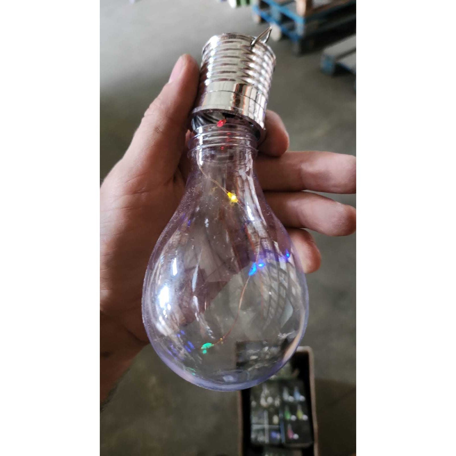Lampa Solara LED Decorativa sub forma de Bulb, pentru exterior, suspendata, IP65, Ultron Transparent, lumina Multicolora, Flippy-0
