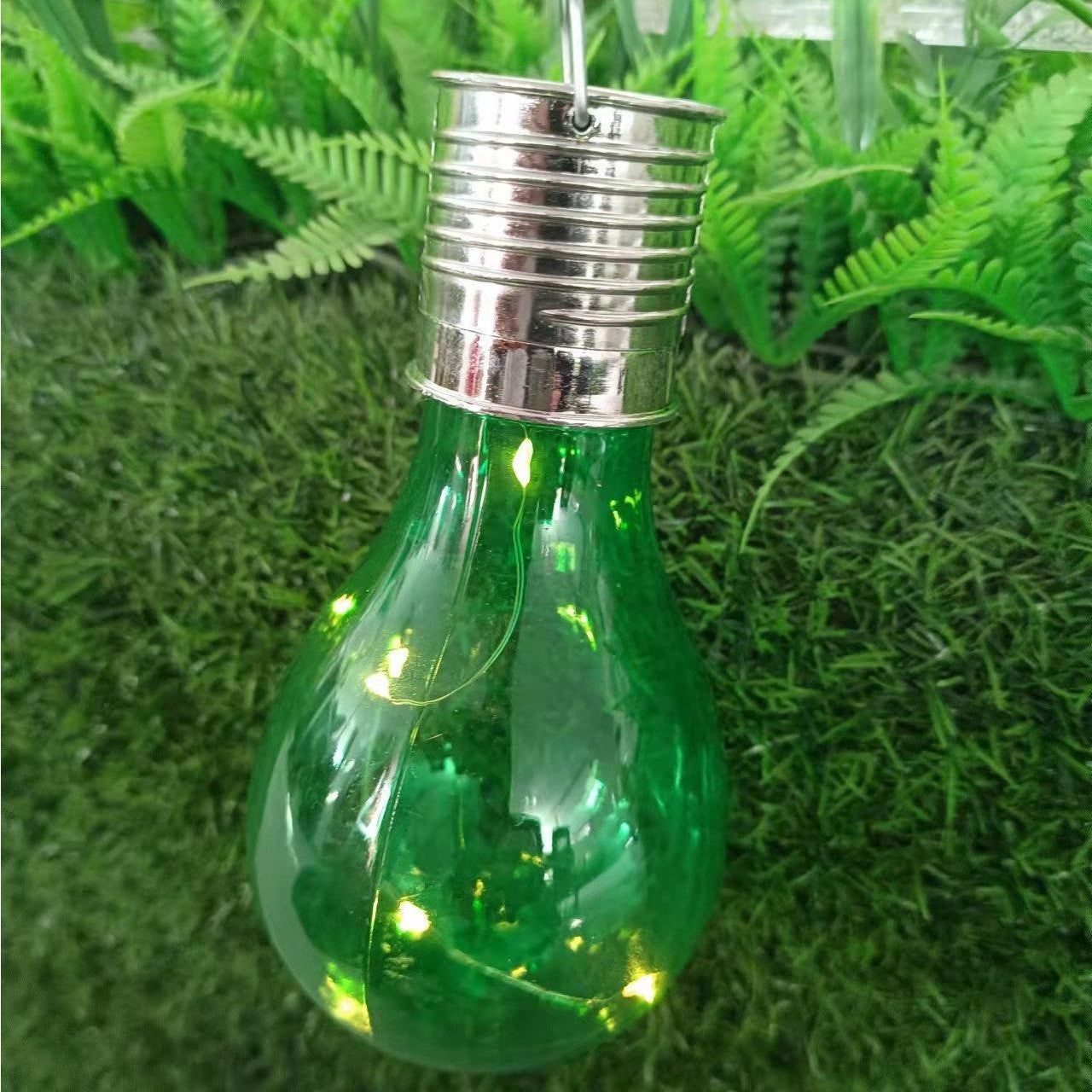 Lampa Solara LED Decorativa sub forma de Bulb, pentru exterior, suspendata, IP65, Ultron Verde, Flippy-1