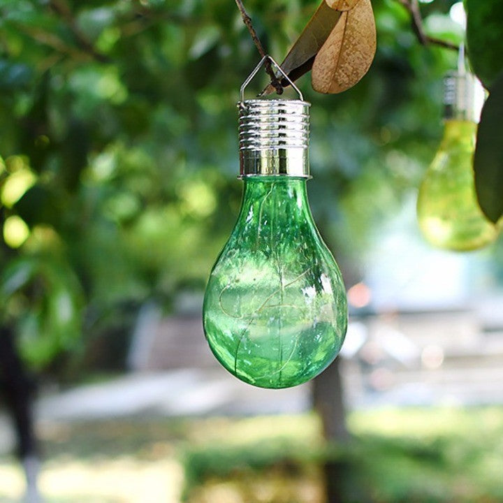 Lampa Solara LED Decorativa sub forma de Bulb, pentru exterior, suspendata, IP65, Ultron Verde, Flippy-3