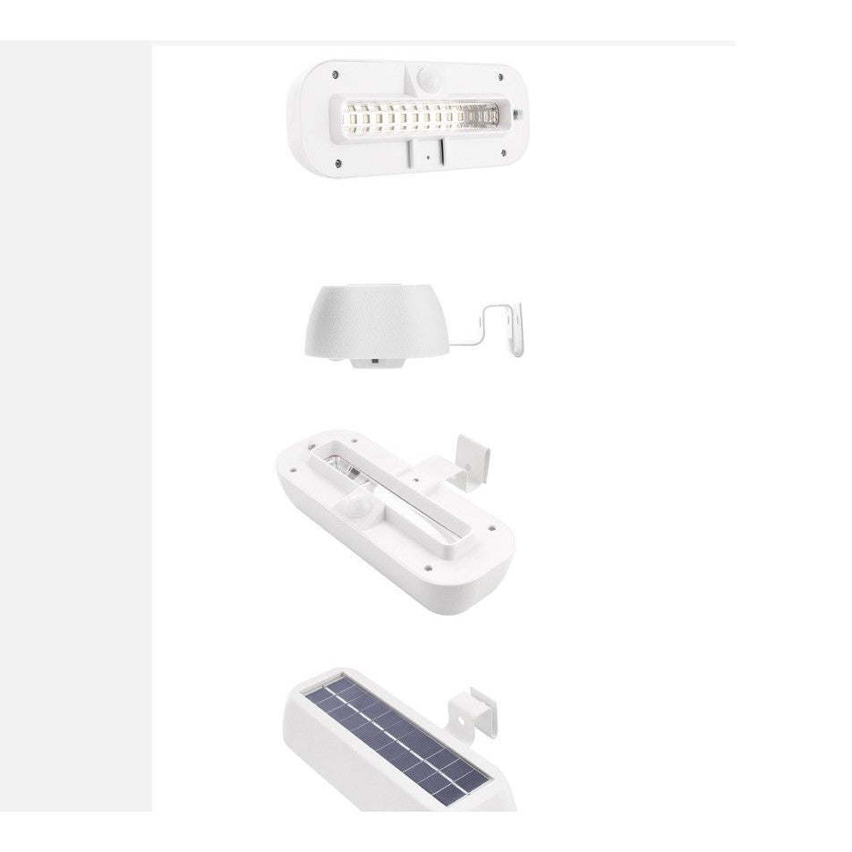 Lampa solara LED dreptunghiulara pentru perete Flippy, 18 x 7 cm, senzor miscare, 6V, ABS, 2200mAh, rezistent la apa, culoare lumina alb rece, alb-1
