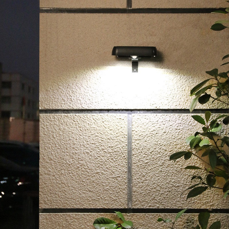 Lampa solara LED dreptunghiulara pentru perete Flippy, 18 x 7 cm, senzor miscare, 6V, ABS, 2200mAh, rezistent la apa, culoare alb rece, suport negru-2