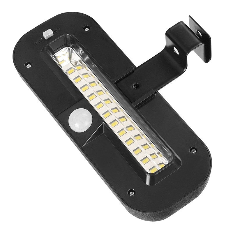 Lampa solara LED dreptunghiulara pentru perete Flippy, 18 x 7 cm, senzor miscare, 6V, ABS, 2200mAh, rezistent la apa, culoare alb rece, suport negru-0