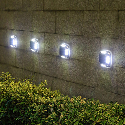Lampa solara LED pentru gradina Flippy, 8 LED-uri, prindere de perete sau impamantare, IP65, forma patrat, material ABS si Policarbonat, 9 x 9 cm, baterie 1.2V, 600 mah, alb rece-2