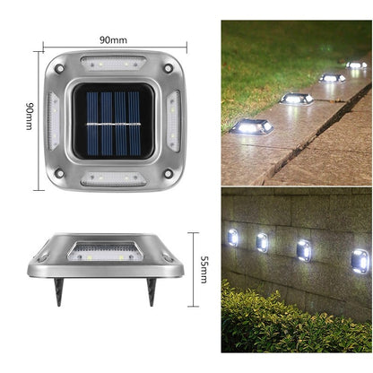 Lampa solara LED pentru gradina Flippy, 8 LED-uri, prindere de perete sau impamantare, IP65, forma patrat, material ABS si Policarbonat, 9 x 9 cm, baterie 1.2V, 600 mah, alb rece-3