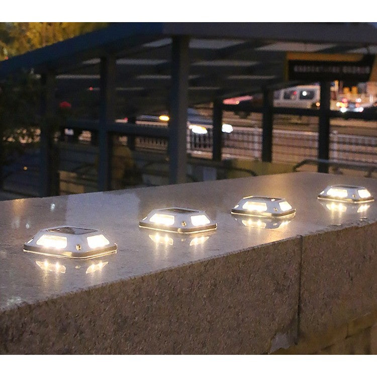Lampa solara LED pentru gradina Flippy, 8 LED-uri, prindere de perete sau impamantare, IP65, forma patrat, material ABS si Policarbonat, 9 x 9 cm, baterie 1.2V, 600 mah, alb rece-4