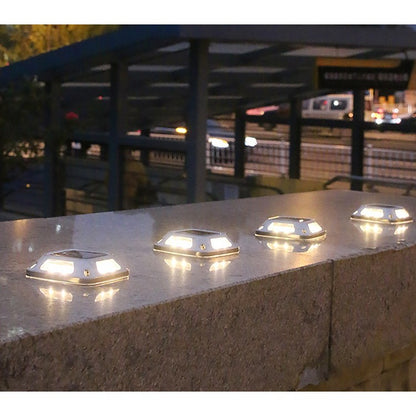 Lampa solara LED pentru gradina Flippy, 8 LED-uri, prindere de perete sau impamantare, IP65, forma patrat, material ABS si Policarbonat, 9 x 9 cm, baterie 1.2V, 600 mah, alb cald-5