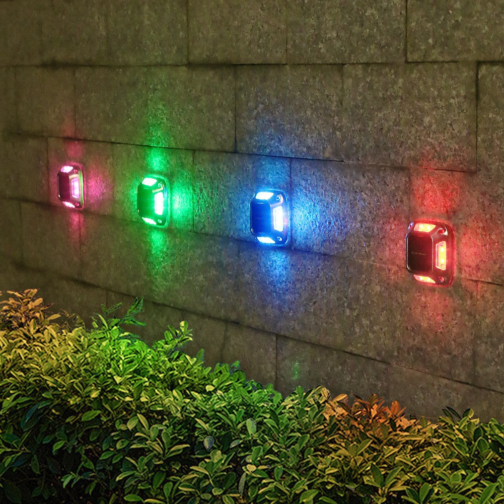 Lampa solara LED pentru gradina Flippy, 8 LED-uri, prindere de perete sau impamantare, IP65, forma patrat, material ABS si Policarbonat, 9 x 9 cm, baterie 1.2V, 600 mah, multicolor-1