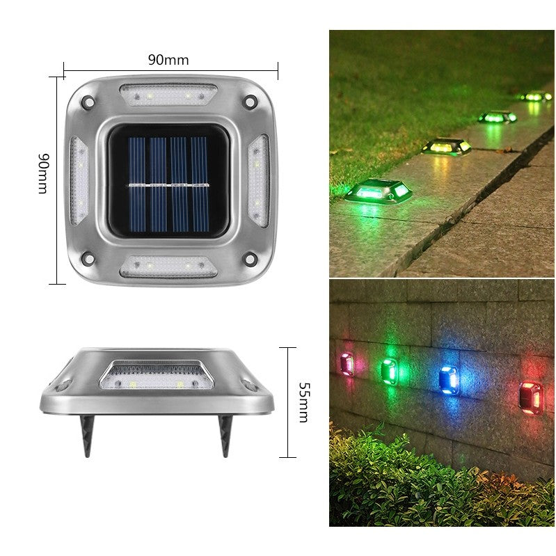 Lampa solara LED pentru gradina Flippy, 8 LED-uri, prindere de perete sau impamantare, IP65, forma patrat, material ABS si Policarbonat, 9 x 9 cm, baterie 1.2V, 600 mah, multicolor-2
