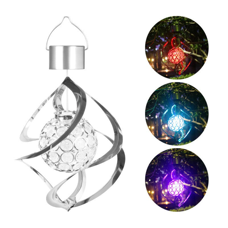 Lampa solara LED RGB spirala pentru gradina/terasa Flippy, se roteste de la vant, 35 x 5.5 cm, rezistenta la apa, tip glob de cristal, 2V, 600 mAh, multicolor-1
